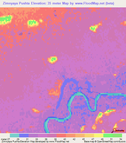 Zimnyaya Pushta,Russia Elevation Map