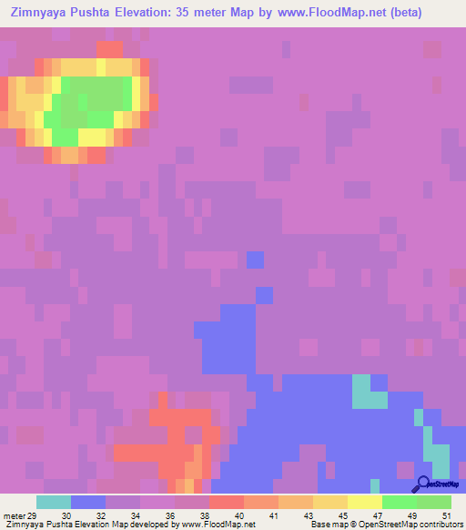 Zimnyaya Pushta,Russia Elevation Map