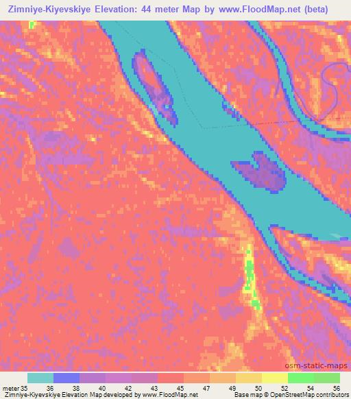 Zimniye-Kiyevskiye,Russia Elevation Map