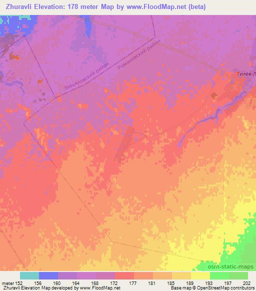 Zhuravli,Russia Elevation Map