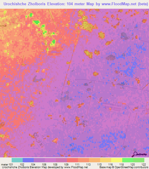 Urochishche Zholboris,Russia Elevation Map