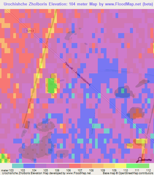 Urochishche Zholboris,Russia Elevation Map