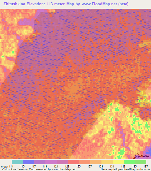 Zhitushkina,Russia Elevation Map