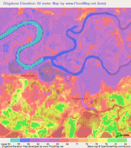 Zhigalova,Russia Elevation Map