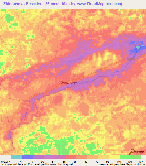 Zhidousovo,Russia Elevation Map