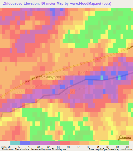 Zhidousovo,Russia Elevation Map