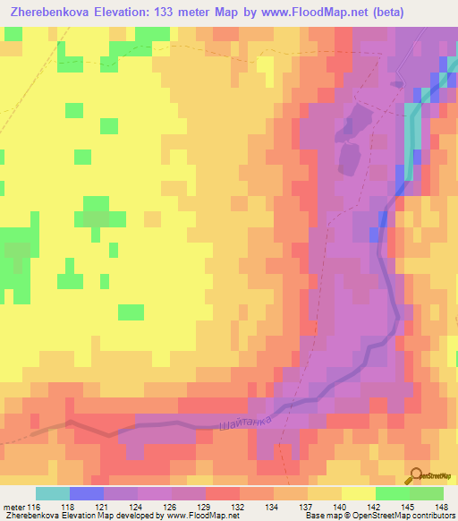 Zherebenkova,Russia Elevation Map