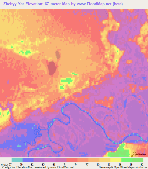 Zheltyy Yar,Russia Elevation Map