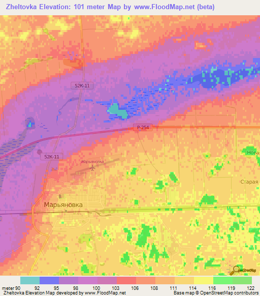 Zheltovka,Russia Elevation Map