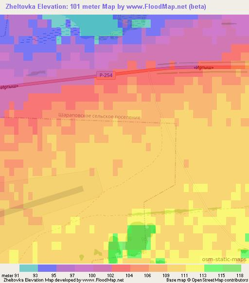 Zheltovka,Russia Elevation Map