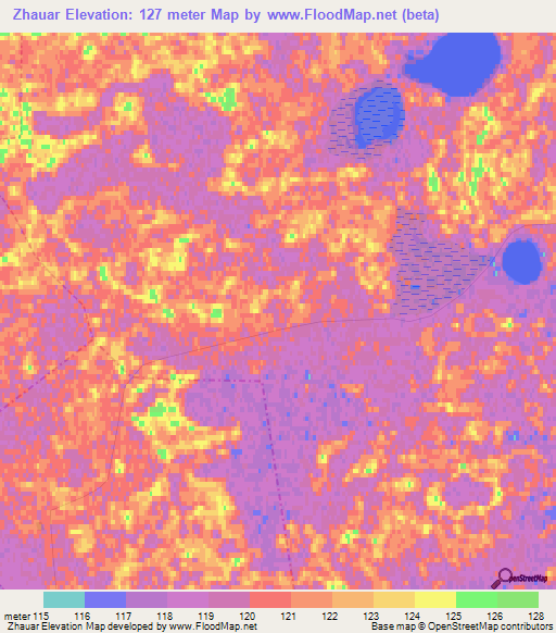 Zhauar,Russia Elevation Map