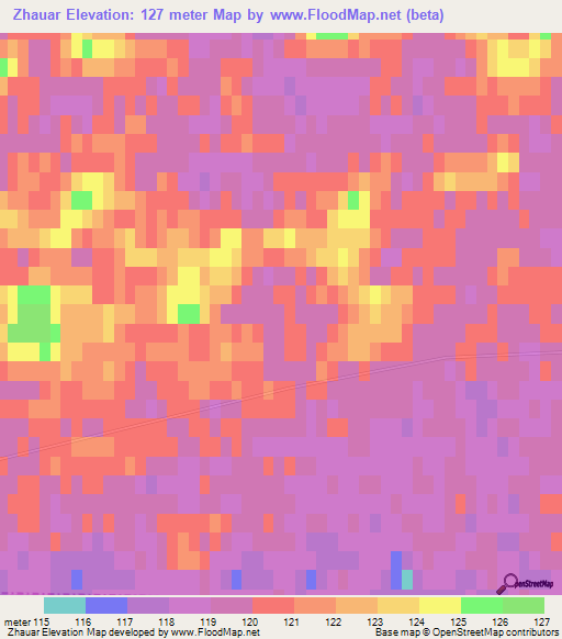 Zhauar,Russia Elevation Map