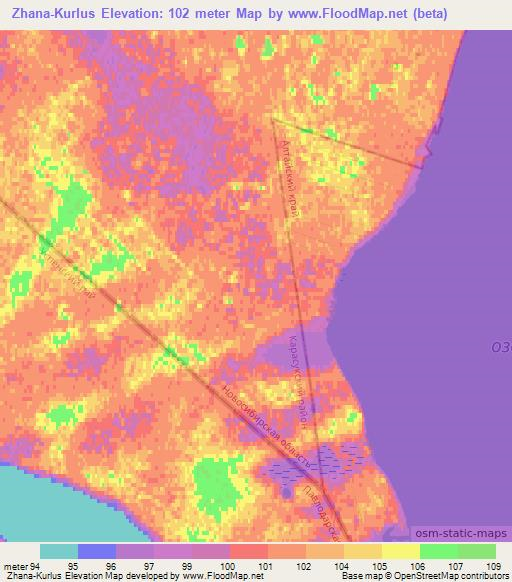 Zhana-Kurlus,Russia Elevation Map