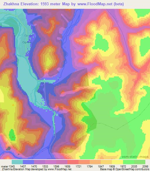 Zhakhna,Russia Elevation Map