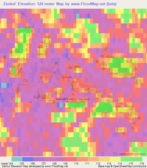 Zenkul',Russia Elevation Map