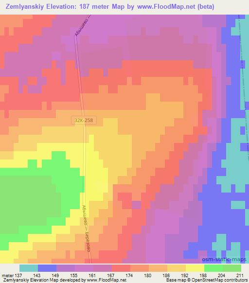 Zemlyanskiy,Russia Elevation Map