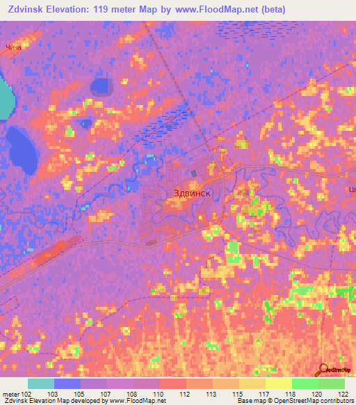 Zdvinsk,Russia Elevation Map