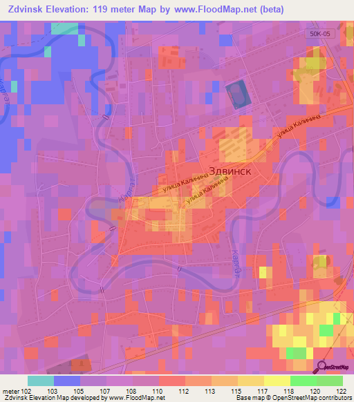 Zdvinsk,Russia Elevation Map