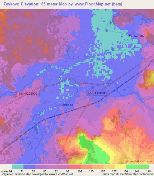 Zaykovo,Russia Elevation Map