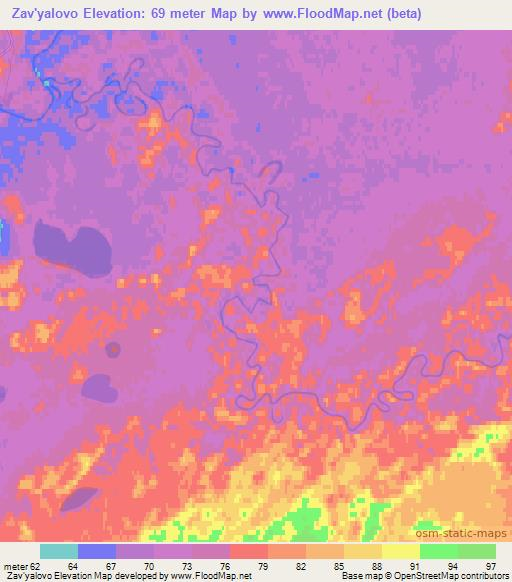 Zav'yalovo,Russia Elevation Map