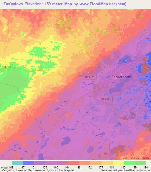 Zav'yalovo,Russia Elevation Map