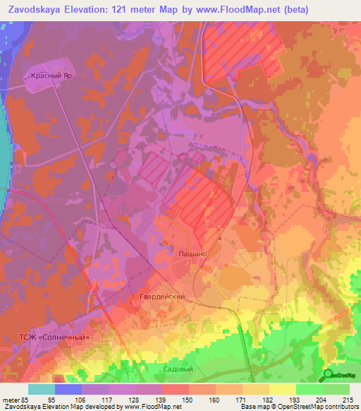 Zavodskaya,Russia Elevation Map