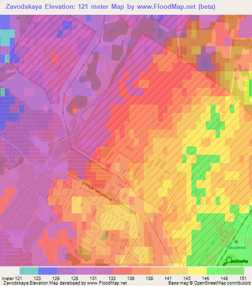 Zavodskaya,Russia Elevation Map