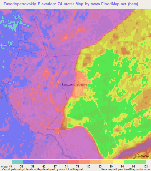 Zavodopetrovskiy,Russia Elevation Map