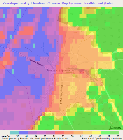 Zavodopetrovskiy,Russia Elevation Map