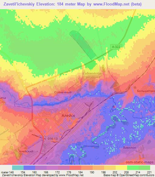 Zavetil'ichevskiy,Russia Elevation Map