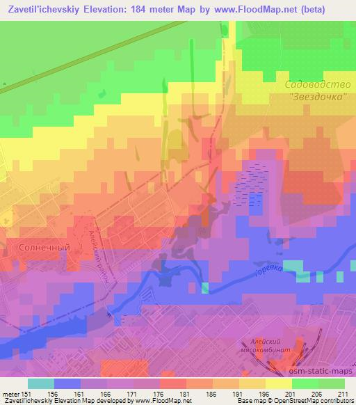 Zavetil'ichevskiy,Russia Elevation Map