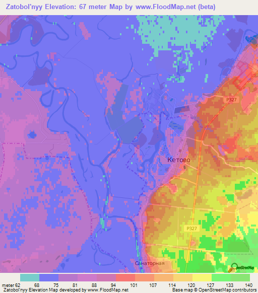 Zatobol'nyy,Russia Elevation Map