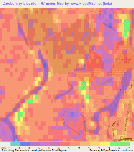 Zatobol'nyy,Russia Elevation Map