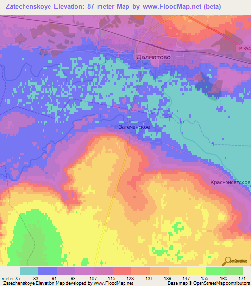 Zatechenskoye,Russia Elevation Map