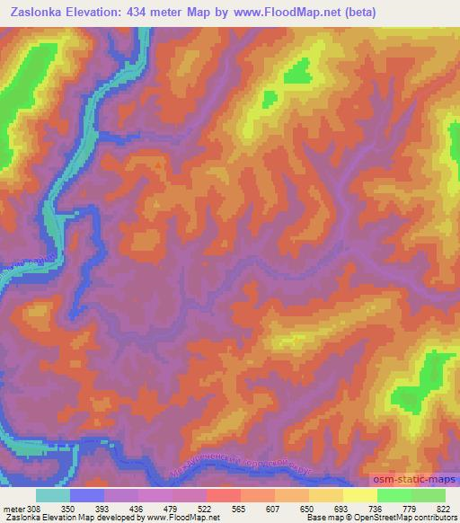 Zaslonka,Russia Elevation Map