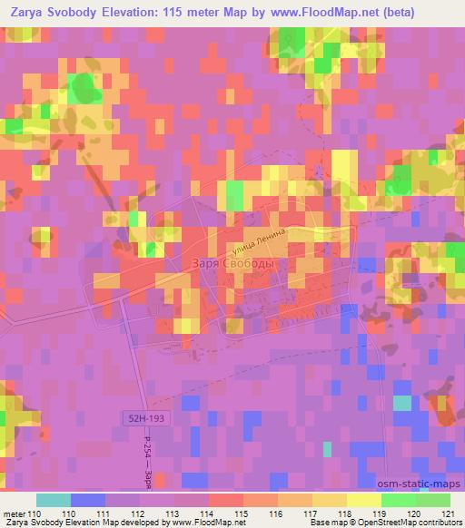 Zarya Svobody,Russia Elevation Map
