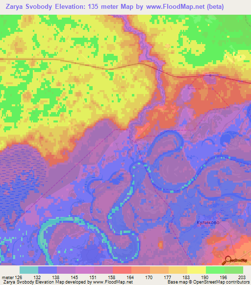 Zarya Svobody,Russia Elevation Map