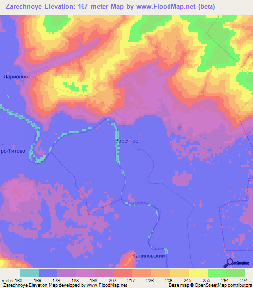 Zarechnoye,Russia Elevation Map