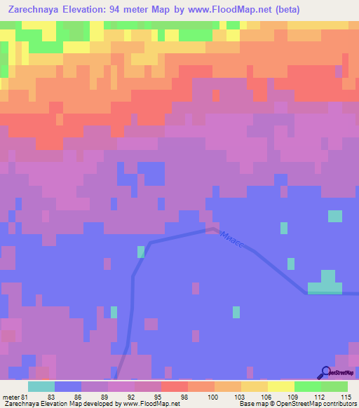 Zarechnaya,Russia Elevation Map