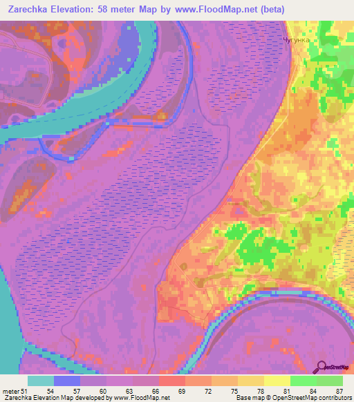 Zarechka,Russia Elevation Map