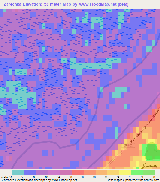 Zarechka,Russia Elevation Map