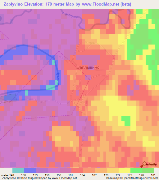 Zaplyvino,Russia Elevation Map