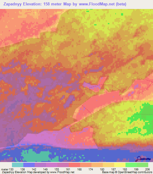 Zapadnyy,Russia Elevation Map