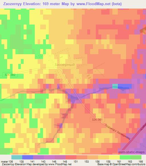 Zaozernyy,Russia Elevation Map