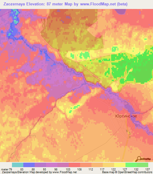 Zaozernaya,Russia Elevation Map