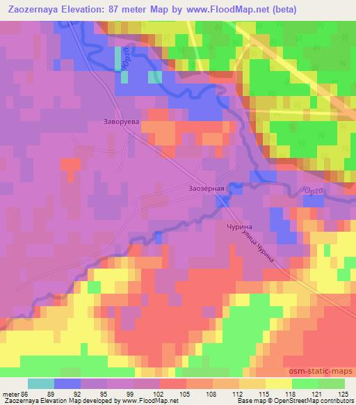 Zaozernaya,Russia Elevation Map