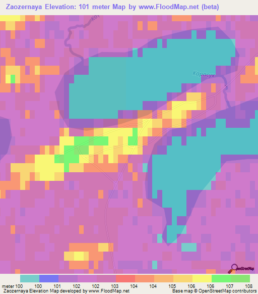 Zaozernaya,Russia Elevation Map