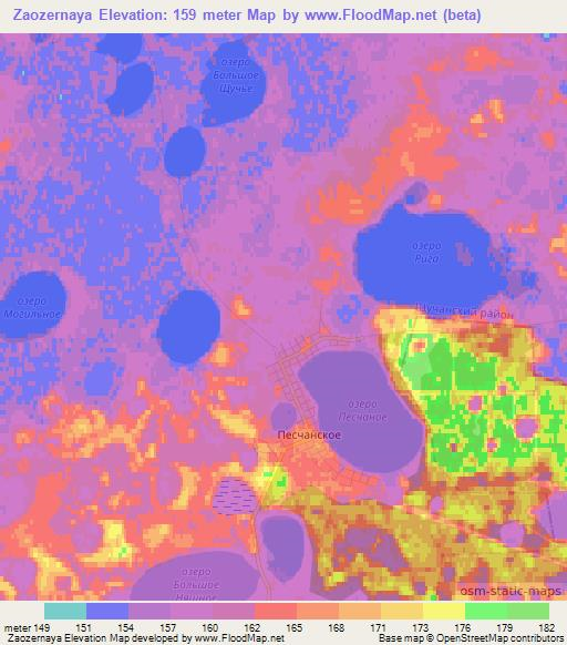 Zaozernaya,Russia Elevation Map