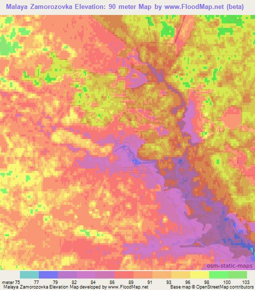 Malaya Zamorozovka,Russia Elevation Map