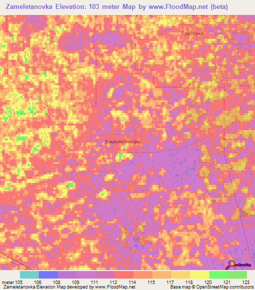 Zameletanovka,Russia Elevation Map